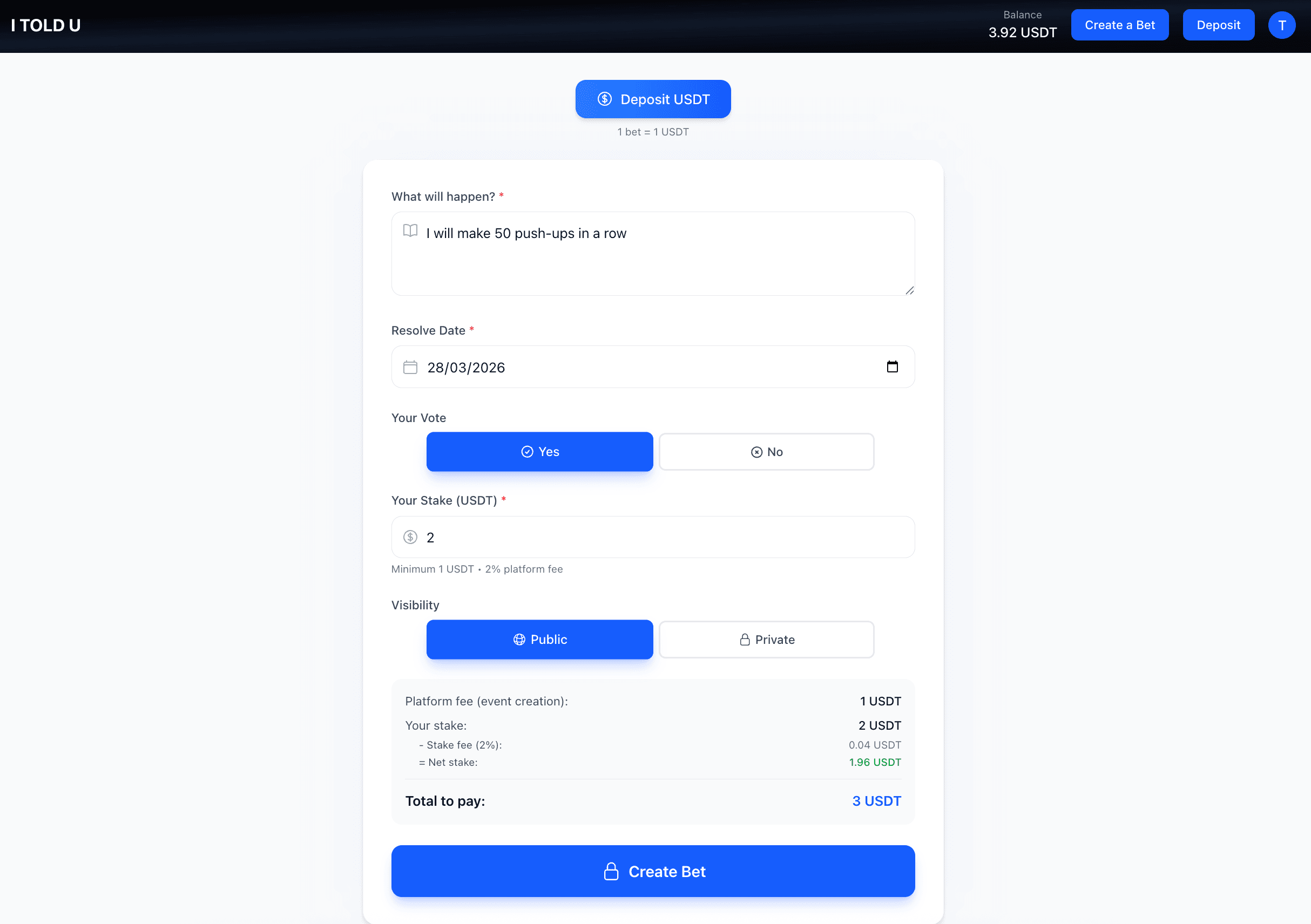 Create the bet